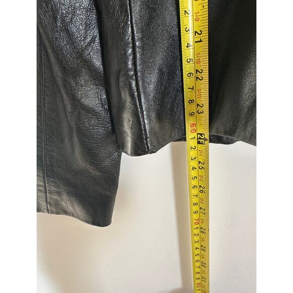 Women Size Large Vintage 100% Leather Jacket Fall Winter Front Zip Closet Staple - Picture 11 of 12